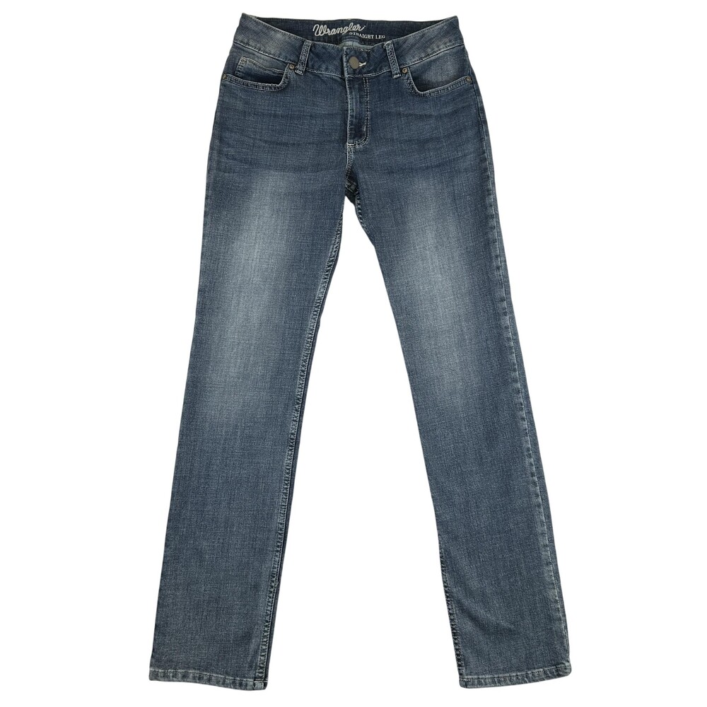 Wrangler Jeans Womens 9 Medium Wash Blue Mid Rise Straight Stretch Denim